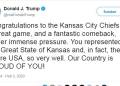 Trump tweets congratulations to ‘Great State of Kansas’ for Chiefs’ Super Bowl win