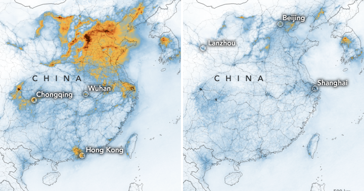 NASA images show drop in pollution over China during coronavirus quarantine