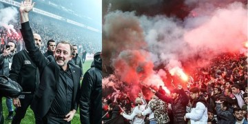 Besiktas' fans let off red flares to welcome back ex-star Yalcin as manager