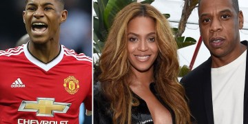Injured Rashford hangs out with Jay Z, Shaq at Super Bowl
